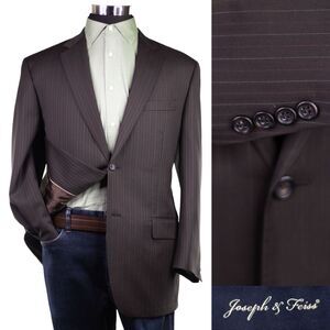 mens Brown Striped JOSEPH & FEISS blazer jacket sport suit coat classic fit 44R